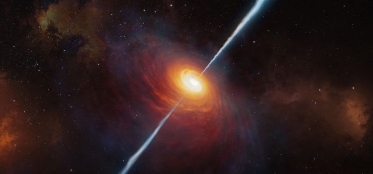 Astronomers find most distant cosmic jet, bursting from a black hole in deep space