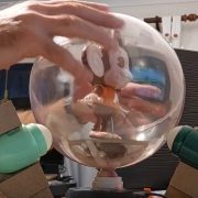 This guy is playing Super Monkey Ball with an actual super monkey ball. Why can’t he become the next President?