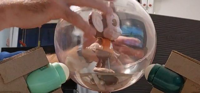 This guy is playing Super Monkey Ball with an actual super monkey ball. Why can’t he become the next President?