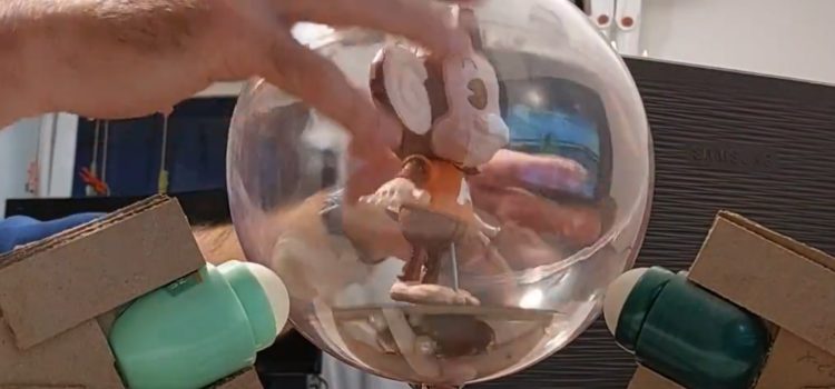 This guy is playing Super Monkey Ball with an actual super monkey ball. Why can’t he become the next President?